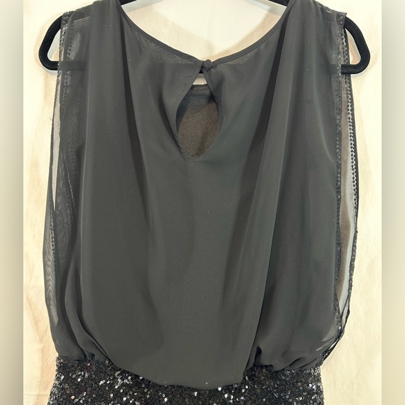 Aidan By Aidan Mattox Sleeveless Chiffon Blouson‎ Sequin Mini Dress US 2 Black - Picture 5 of 9